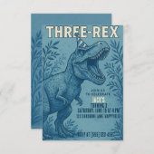 3つのレックス恐竜ジャングル誕生日 招待状 (正面/裏面)