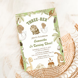 3つのレックス恐竜ボーイ3rd誕生日パーティー 招待状