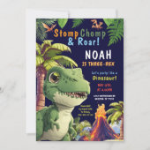 3つのレックス恐竜誕生日招待 招待状 (正面)