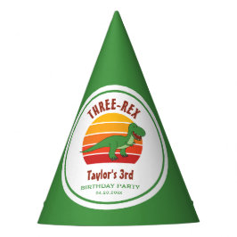 3つのレックス男女兼用恐竜おもしろい3番目の誕生日 パーティーハット