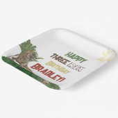 3つのレックス誕生日水彩ディノ紙プレート ペーパープレート (傾斜あり)