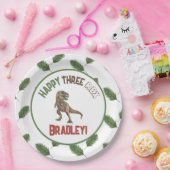 3つのレックス誕生日水彩 ペーパープレート (パーティー)