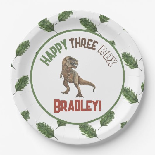 3つのレックス誕生日水彩 ペーパープレート (正面)