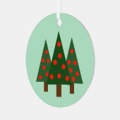 3つのレトロクリスマスツリー メタルオーナメント (正面左)