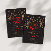 3つのロックキッズメタルロックNロール3日の誕生日 招待状