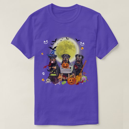3つのロットワイラードッグウィッチホラーMUMMYハロウィーン Tシャツ (デザイン正面)