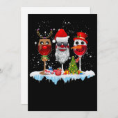 3つのワインクリスマスライトサンタハットx セーブザデート (正面/裏面)