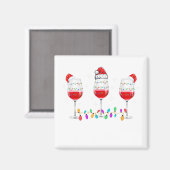 3つのワインクリスマスライトサンタハットX マグネット (正面/裏面)