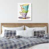 3つのヴィンテージカップのスタック キャンバスプリント (インサイチュ (寝室))