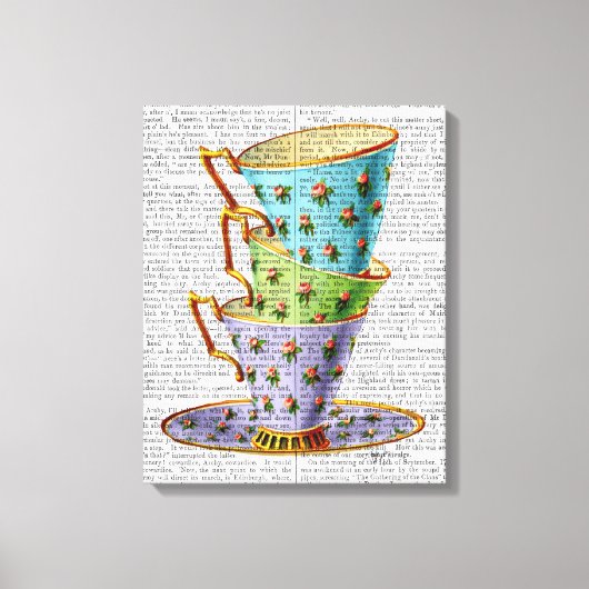 3つのヴィンテージカップのスタック キャンバスプリント (正面)