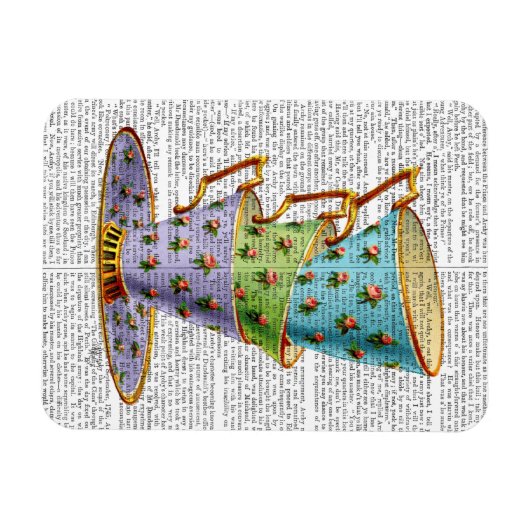 3つのヴィンテージカップのスタック マグネット (横)