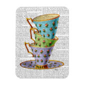 3つのヴィンテージカップのスタック マグネット (縦)