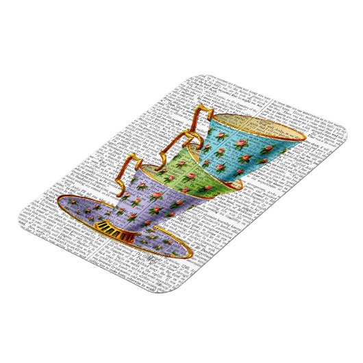 3つのヴィンテージカップのスタック マグネット (左側)