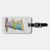 3つのヴィンテージカップのスタック ラゲッジタグ (正面横)