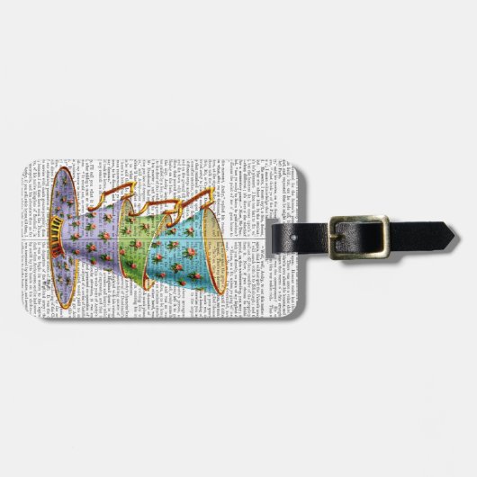 3つのヴィンテージカップのスタック ラゲッジタグ (正面横)