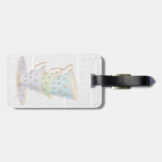 3つのヴィンテージカップのスタック ラゲッジタグ (裏面横)