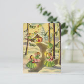 3つのヴィンテージクリスマスエンジェル シーズンポストカード (スタンド正面)