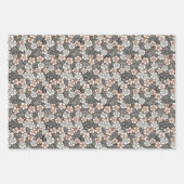 3つのヴィンテージパター日本のン ラッピングペーパーシート (正面)