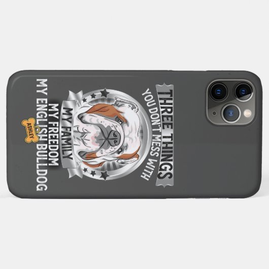 3つの事私の家族は私の自由の英語ブルドッグ Case-Mate iPhoneケース (裏面(横))