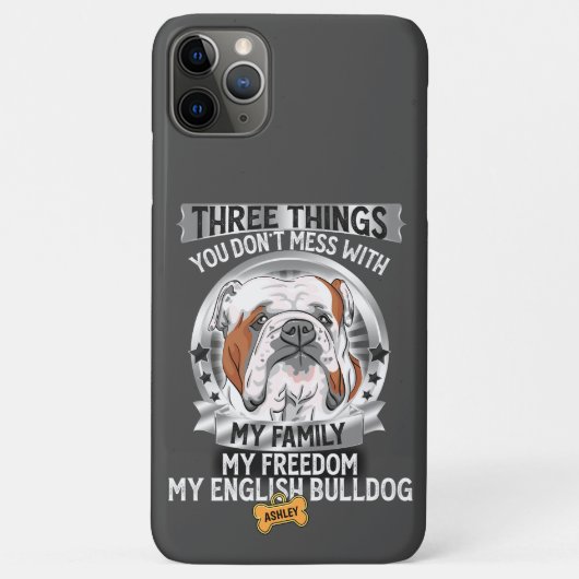 3つの事私の家族は私の自由の英語ブルドッグ Case-Mate iPhoneケース (裏面)