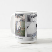 3つの写真およびあなたの文字のダイヤモンド記念日のマグ コーヒーマグカップ (正面左)