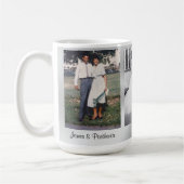 3つの写真およびあなたの文字のダイヤモンド記念日のマグ コーヒーマグカップ (左)