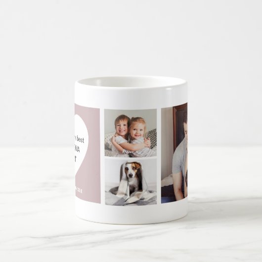 3つの写真と1つのハート |おばあちゃん最高のは今まで コーヒーマグカップ (中央)