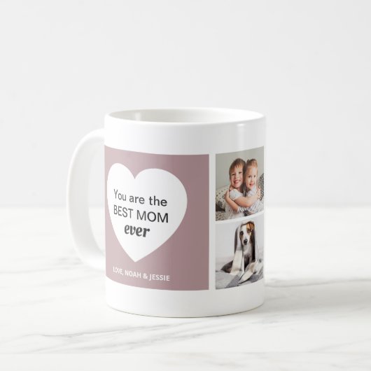 3つの写真と1つのハート |マ最高のマ・エバー コーヒーマグカップ (正面左)