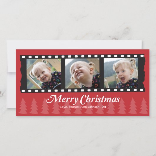 3つの写真のためのメリークリスマスの写真カード シーズンカード (正面)