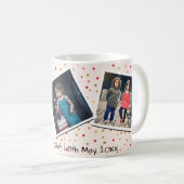 3つの写真のコラージュのピンクのパーソナライズでカスタムな文字 コーヒーマグカップ (正面右)