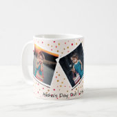 3つの写真のコラージュのピンクのパーソナライズでカスタムな文字 コーヒーマグカップ (正面左)