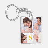 3つの写真のコラージュカスタムでモノグラムのなKeychain キーホルダー (正面左)