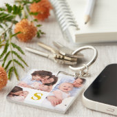 3つの写真のコラージュカスタムでモノグラムのなKeychain キーホルダー (正面右)
