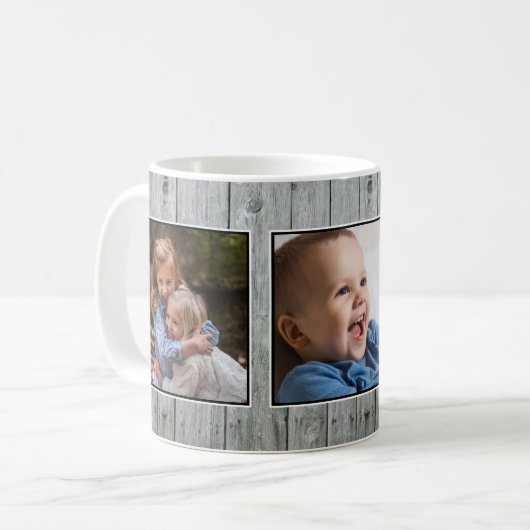 3つの写真のコラージュ木 コーヒーマグカップ (正面左)