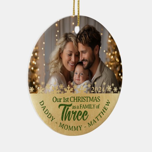 3つの写真のファミリーオーナメント初めてのクリスマス セラミックオーナメント (右)