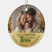 3つの写真のファミリーオーナメント初めてのクリスマス セラミックオーナメント (左)