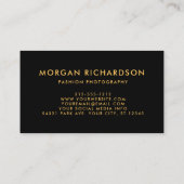 3つの写真のモダンなカメラマンの黒および金ゴールド 名刺 (裏面)