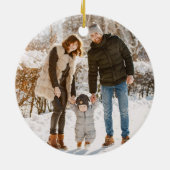 3つの写真の家族としての初めてのクリスマス セラミックオーナメント (裏面)