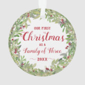 3つの写真の家族としての第1のクリスマスリース オーナメント (裏面)