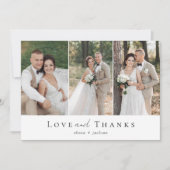 3つの写真の愛感謝していと結婚の サンキューカード (正面)