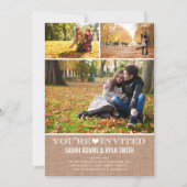 3つの写真の招待状を結婚するかわいいハートのバーラップ 招待状 (正面)