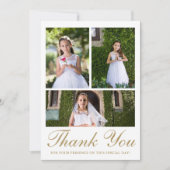 3つの写真の緑の最初の聖餐式 サンキューカード (正面)