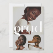 3つの写真コラージュ白黒卒業パーティー 招待状 (正面)