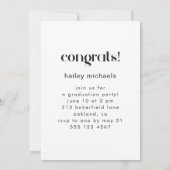 3つの写真コラージュ白黒卒業パーティー 招待状 (裏面)