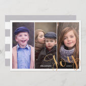 3つの写真コラージュ金ゴールドジョークリスマスフォト シーズンカード (正面/裏面)