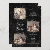 3つの写真ドッグ結婚の婚約大理石フェイク石 (正面/裏面)