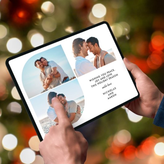 3つの写真ハーフアーチクリスマスクリスマスシンプルの休日 シーズンカード