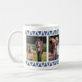 3つの写真及びカスタムなタイポグラフィ-青いボーダー祖父 コーヒーマグカップ (左)