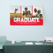 3つの写真生はっきりした成者スポーティな赤い卒業 横断幕 (トレードショー)