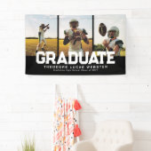 3つの写真生はっきりした成者スポーティな黒の卒業 横断幕 (インサイチュ)